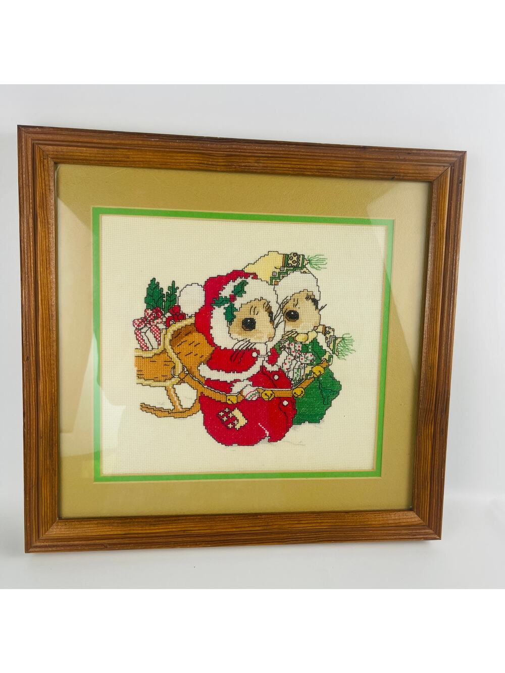 Christmas Mice Cross Stitch 15 x 14 Frame